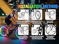 Vista 4 de Luces de rueda de bicicleta, luces de rueda de bicicleta para conducción nocturna, luz de radios de bicicleta con visibilidad de 360°, detección