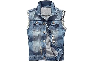 Men's Vintage Casual Slim Fit Ripped Denim Jean Jacket Vest