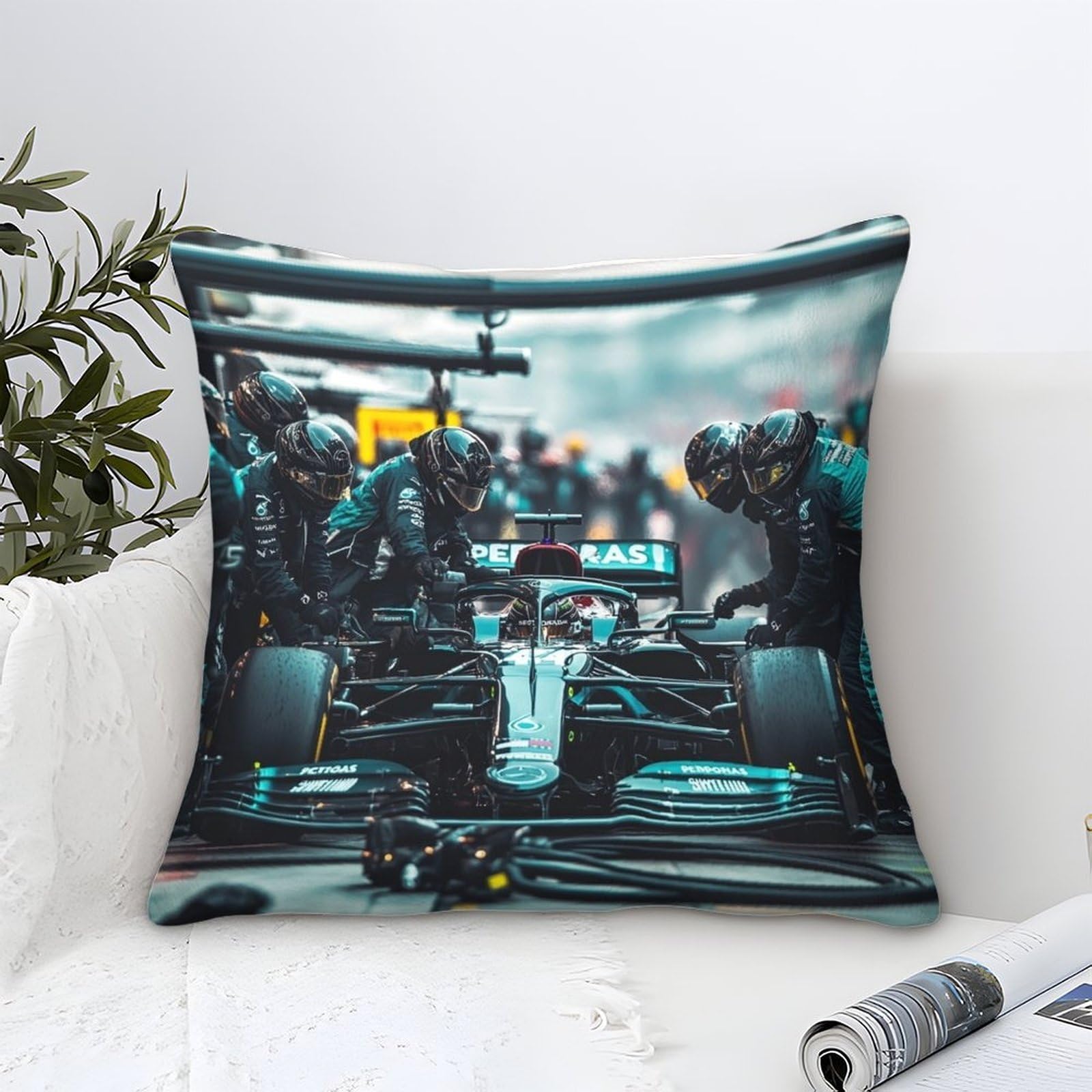3U6C4M9K Microfiber Cushion Covers 40x40cm Formulaa Racing Decorative Square Throw Pillow Covers for Home Pit Stop Decor Living Room Bedroom Sofa Couch