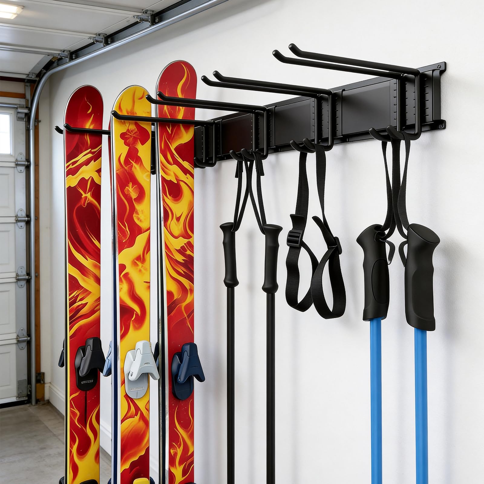 Ski Snowboard Wandhalterung Set, Ski Aufbewahrung Wandhalterung für 10 Paare Ski bis 300LBS/136 KG Tragfähigkeit, Haus und Garage Ski Storage Rack Wandhalterung