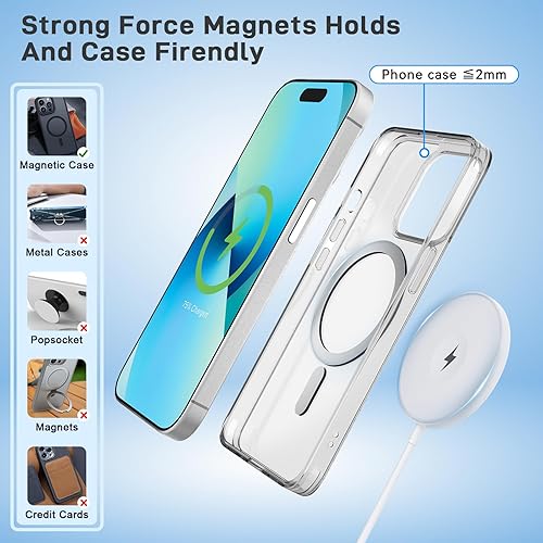 Miniatura 8 de DoHonest Cargador inalámbrico magnético 3 en 1, almohadilla de carga rápida de 15 W para iPhone 1615141312, AirPods y Apple Watch, diseño compacto,