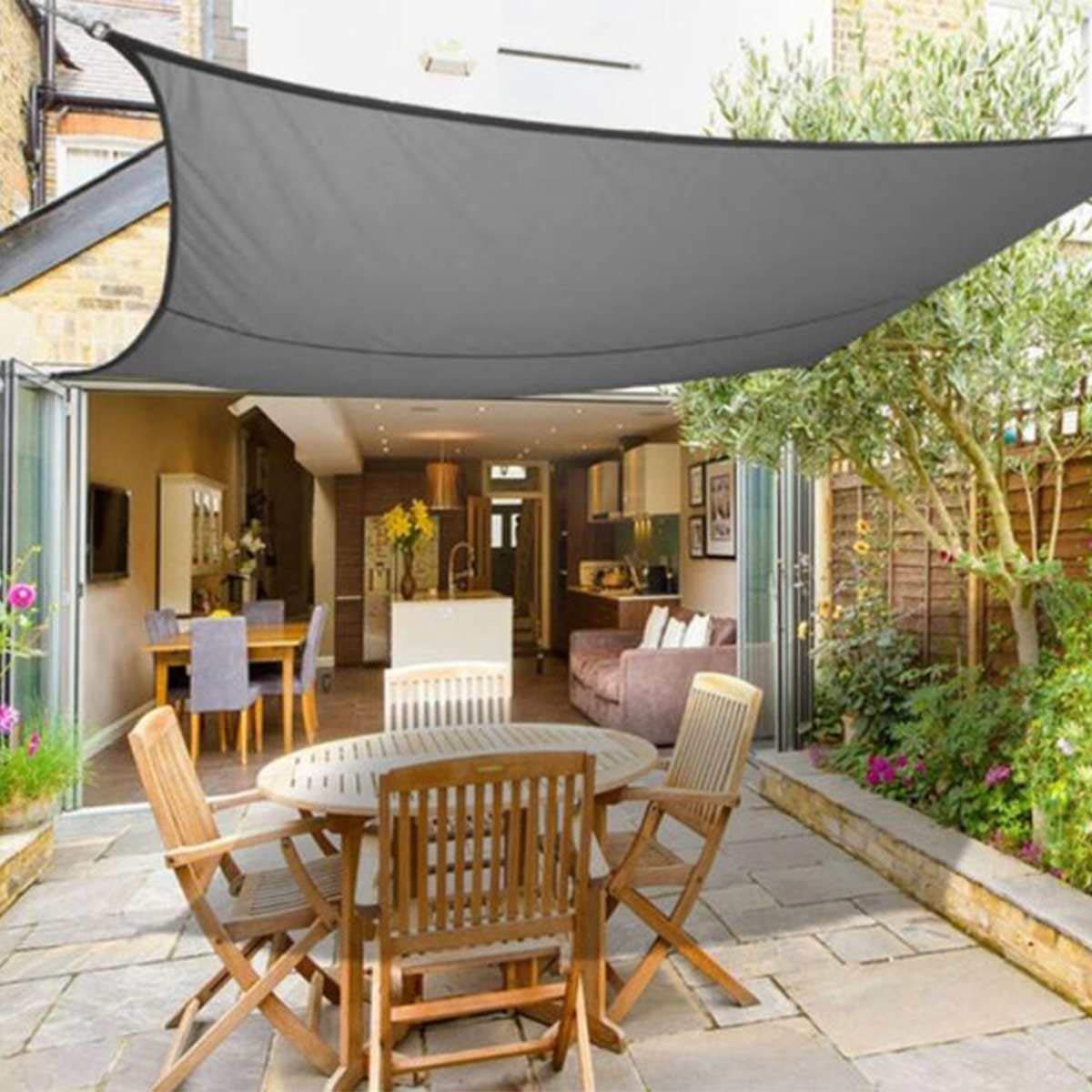 Rechteck Sonnensegel Wasserdicht, Außenterrassen-Koppel-Partei-UVschutz Wasserdicht, Polyester-Oxford-Gewebe 300D 160GSM (3 * 4m,Grau)