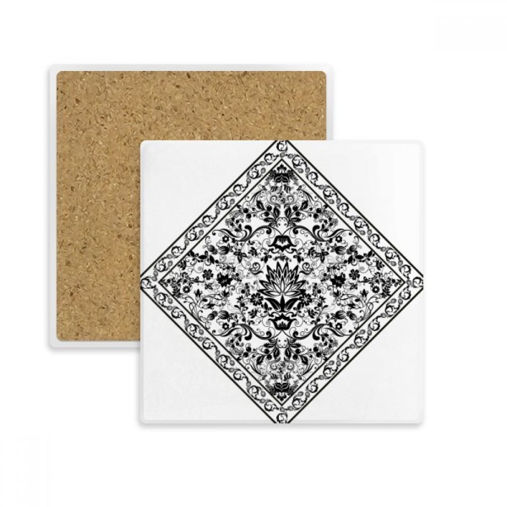Coaster absorbant pierre motif carré noir dessous de verre illustration parallèle
