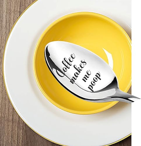 Miniatura 7 de Regalos divertidos  Cuchara grabada de café me hace caca  Regalo para amantes del té del café para cumpleaños  Aniversario  Relleno de calcetín de