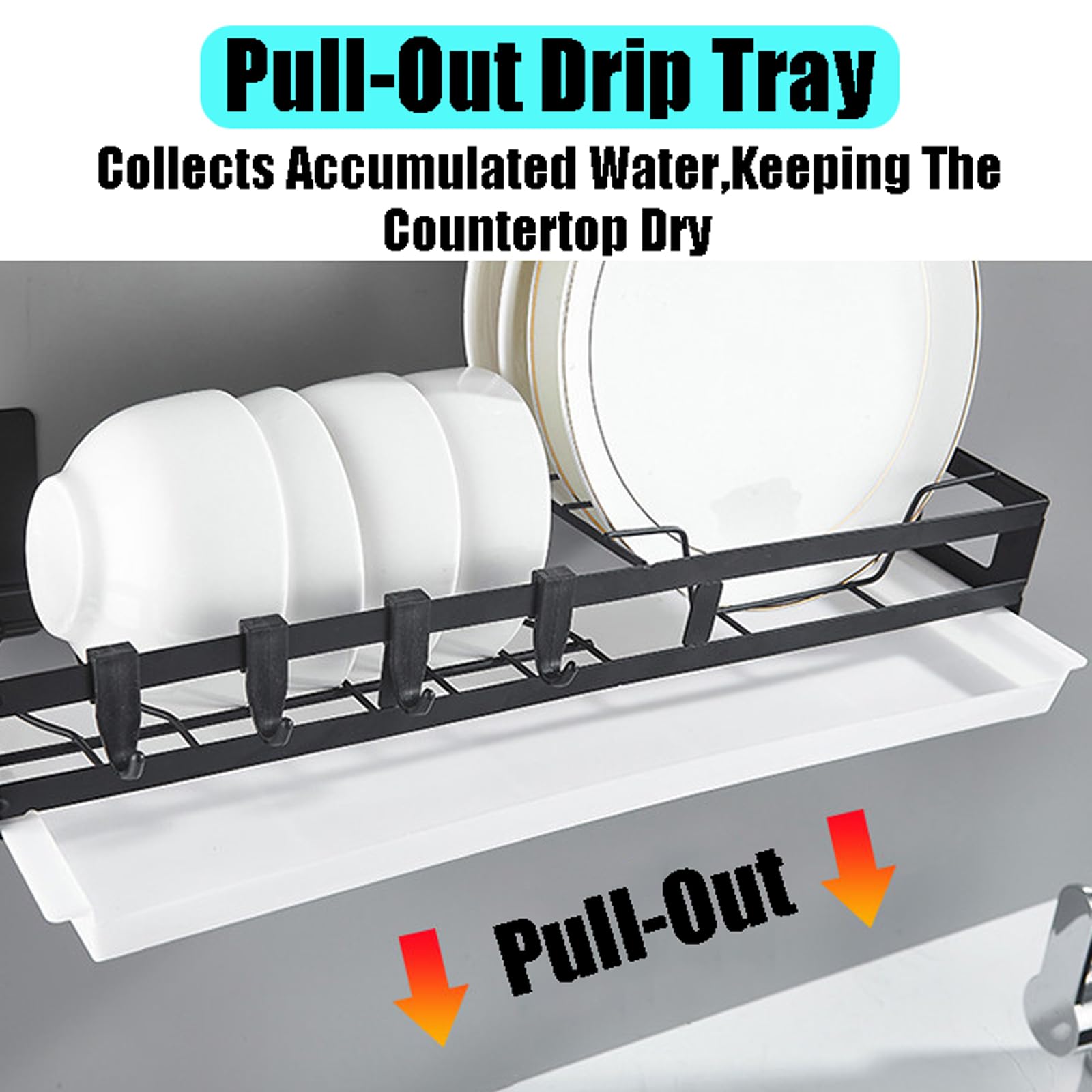 Escurridor De Platos De Pared,Escurreplatos Pared,Escurreplatos Acero Inoxidable con Ganchos,Escurreplatos sobre Fregadero,Sin Taladro,Ahorro De Espacio,para Guardar Cuencos,Platos