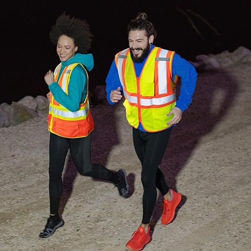 Vista 11 de KAYGO Safety Vest with Pockets - High Visibility Reflective Vest ANSI Class 2 Construction Vest Azul cielo,Amarillo,Naranja,Rosa,Negro - nuevo