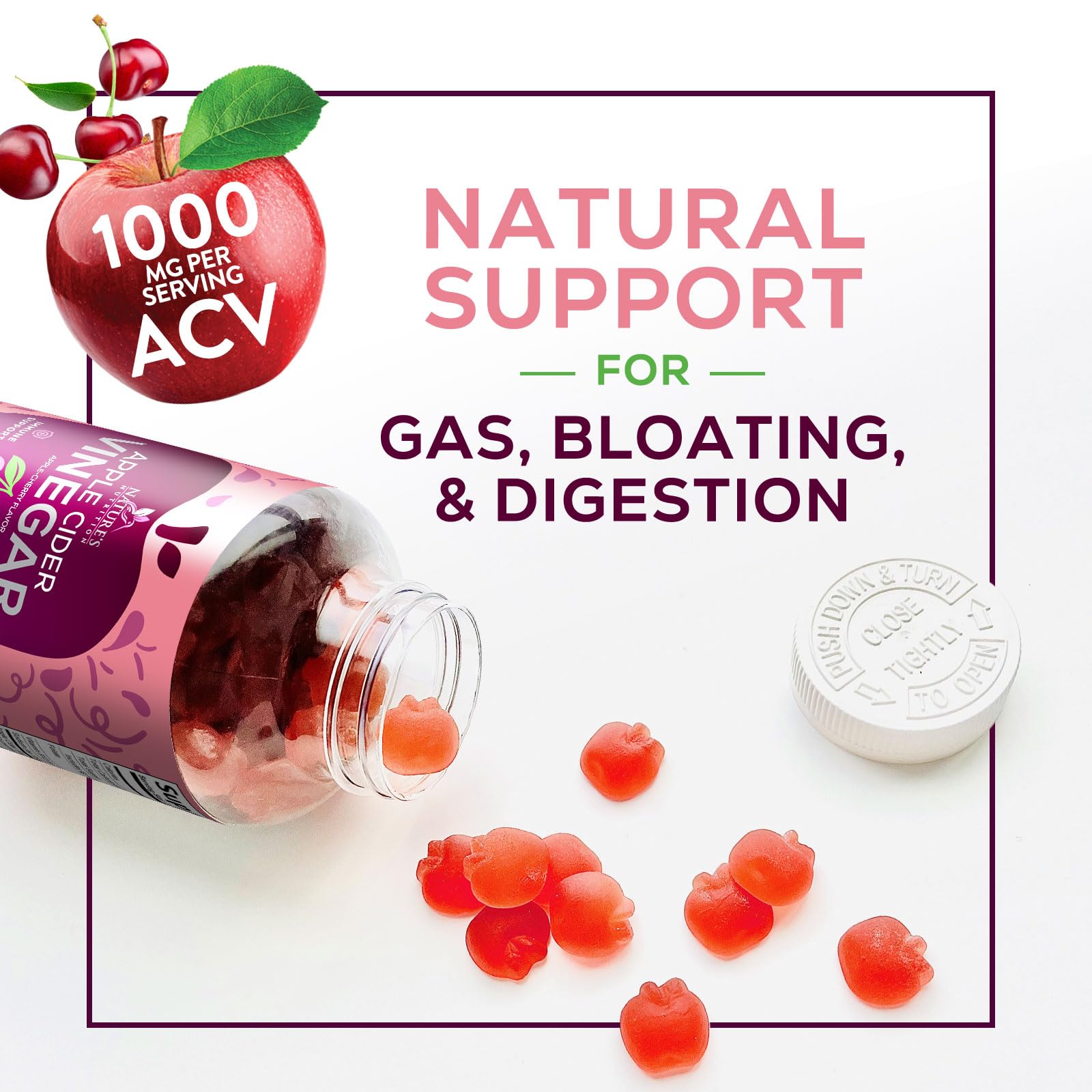 Apple Cider Vinegar Gummies 1000mg - Sugar Free ACV Gummy with Vitamin B12 for Energy Support - Digestion, Detox & Cleanse Support Supplement - Gluten-Free, Keto Friendly, Zero Sugar - 120 Gummies — Amazon image 7