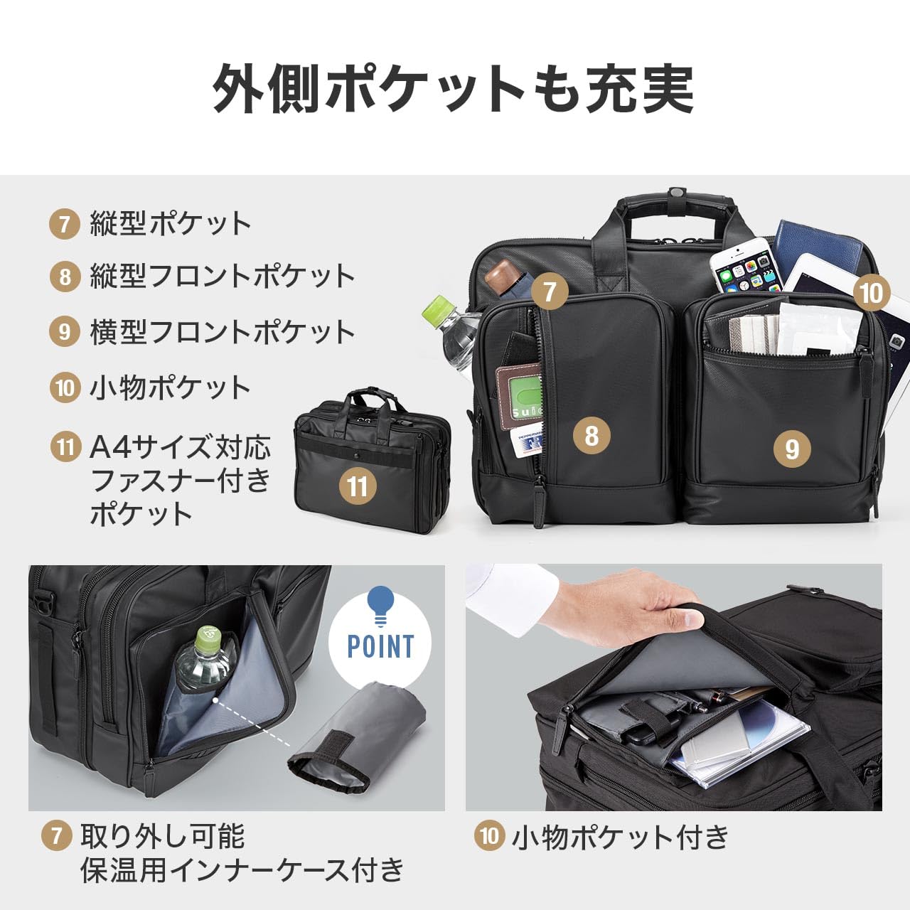 Amazon.co.jp: [サンワダイレクト] ビジネスバッグ 3WAY 耐水 大容量