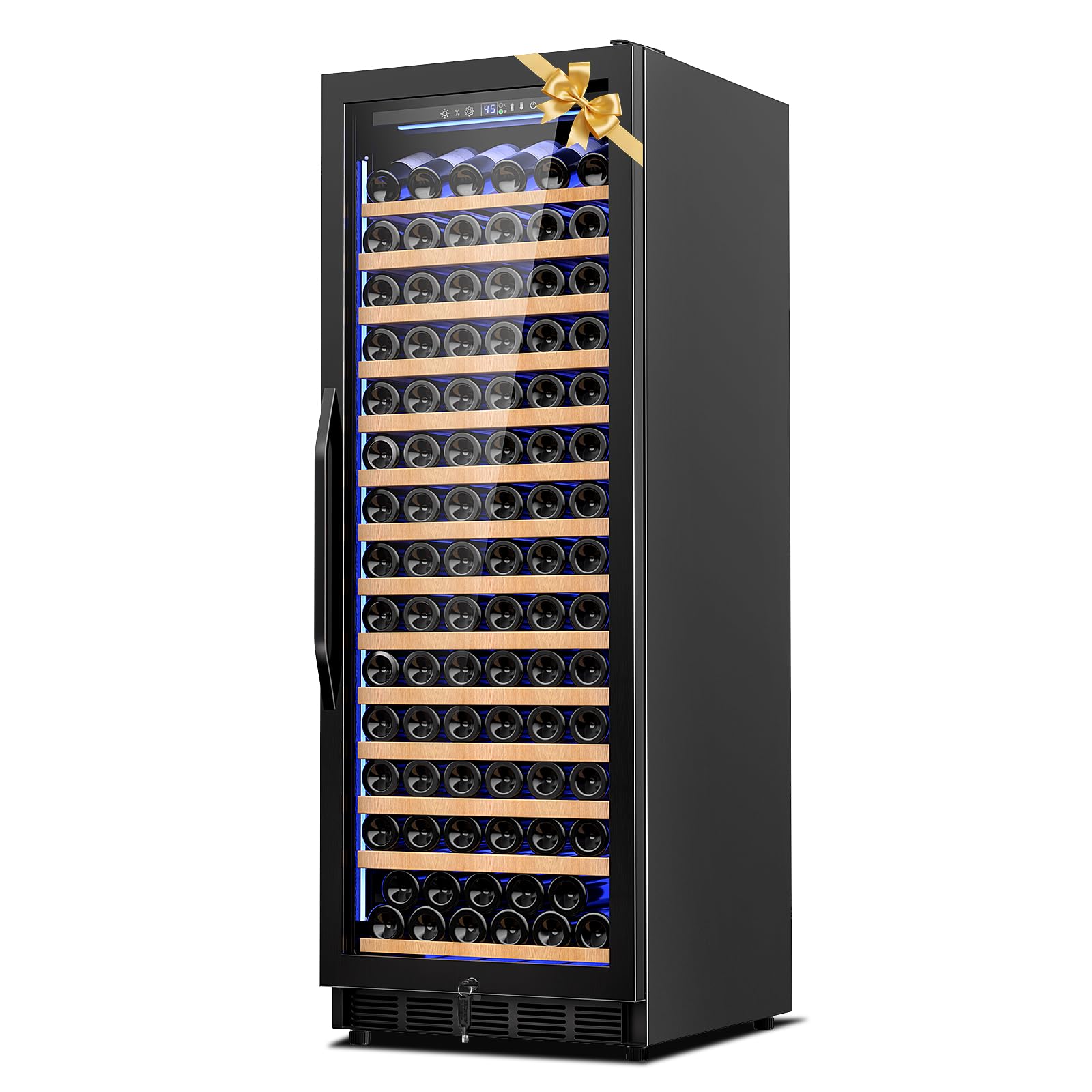 24 Inch Wine Cooler Refrigerator,179 Bottles Wine Fridge Large Capacity Professional Wine Cellars with Powerful Compressor,Quiet Operation and Elegant Design, Black