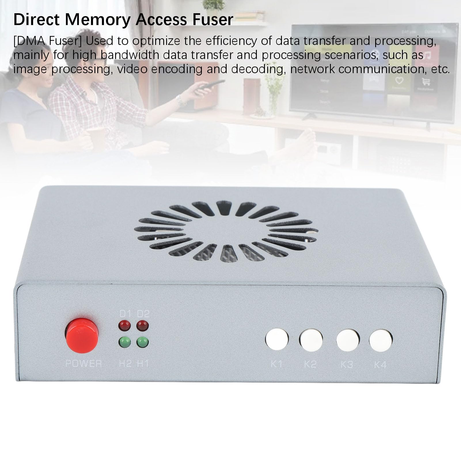 Denash Fusore DMA, Risoluzione Adattiva 2K 144Hz Senza Bisogno di Debug, Sintetizzatore di Interfaccia Multimediale HD con 2 Ingressi di Segnale, con Ventola Integrata per la