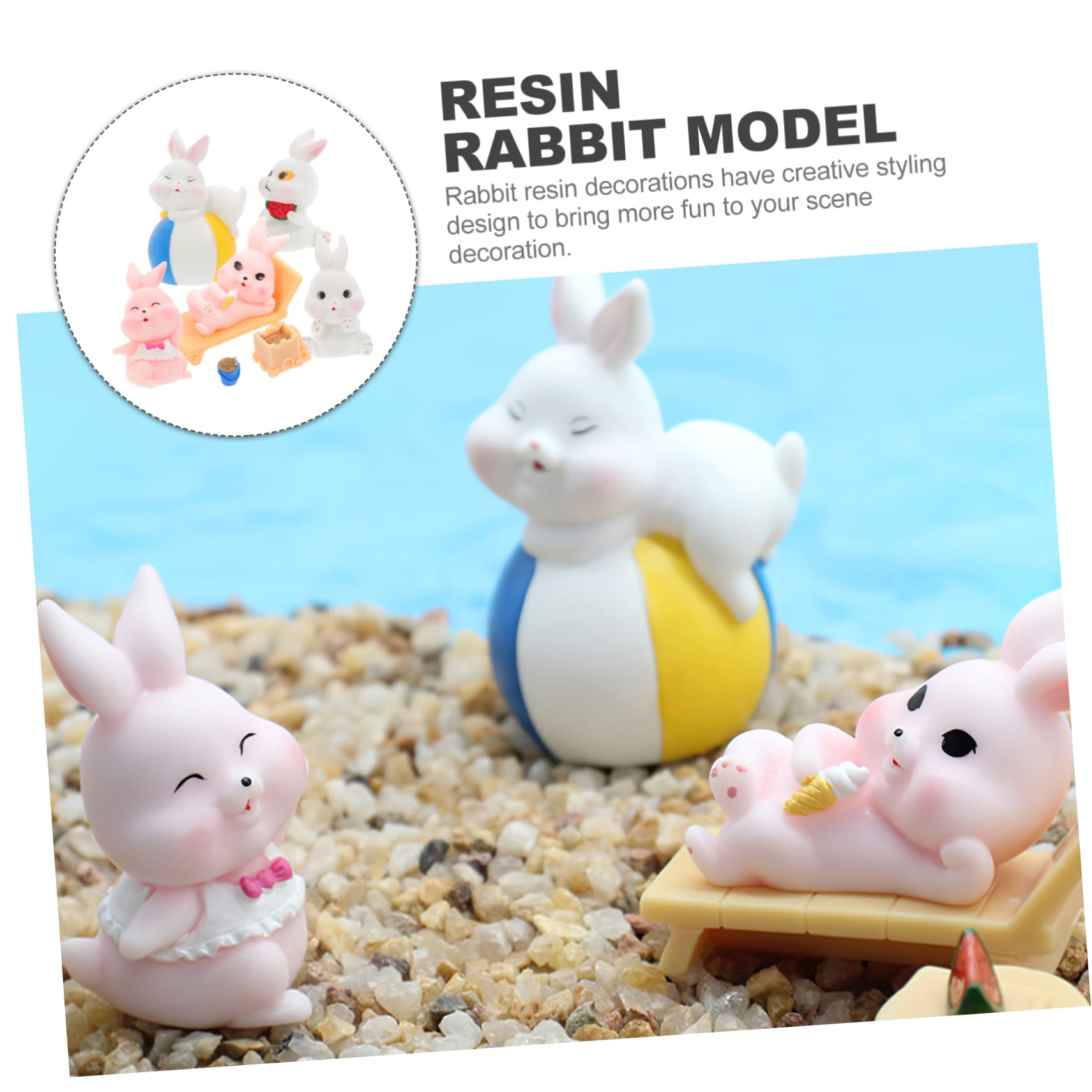 STOBOK STK Strandhase Mini-gartenfiguren Gartenschmuck Osterhasen-Statue Kaninchenfiguren Hase-Kaninchen- Osterhasenfigur Heimzubehör Mini-tierfigur Feenstatue Harz Zylinder Feder