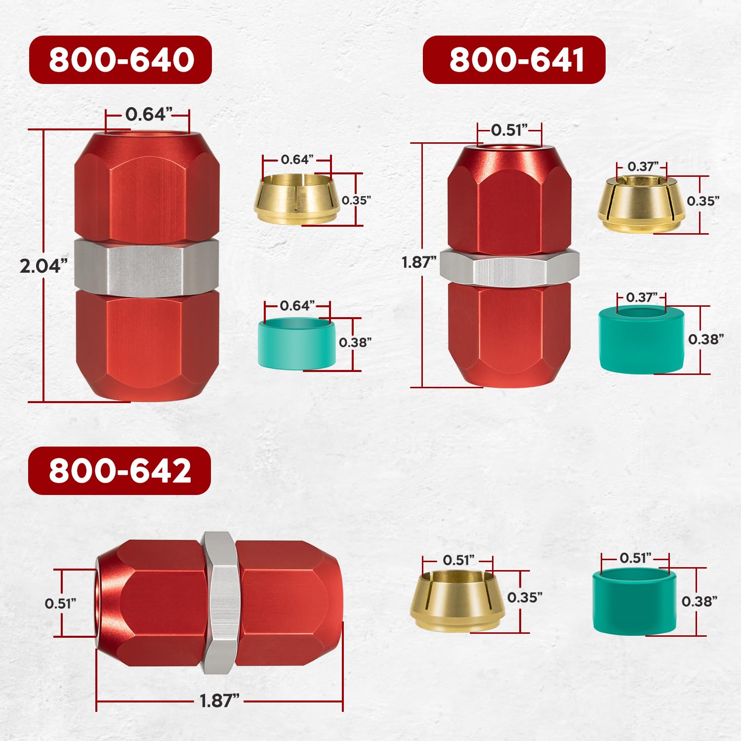 Ersatz für 800-640, 800-641, 800-642, Klimaanlagen-Reparatur-Spleißverbinder-Set passt für 5/8 Zoll 3/8 Zoll 1/2 Zoll Aluminiumleitungen, universelle Passform für Leitung zu Leitung Reparatur