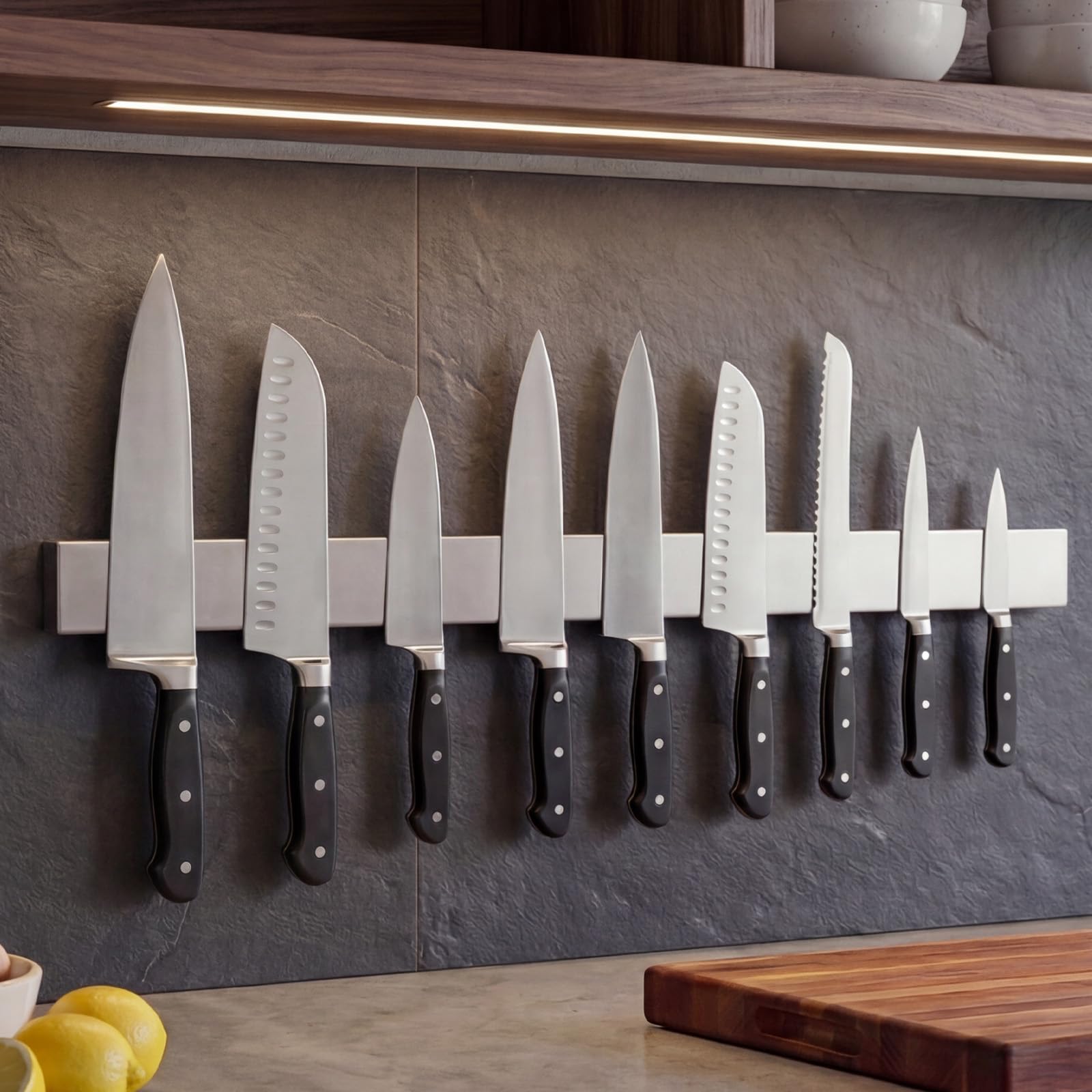 THMINS Magnetic Knife Strips, 60 cm Magnetic Knife Holder for Wall, Silver