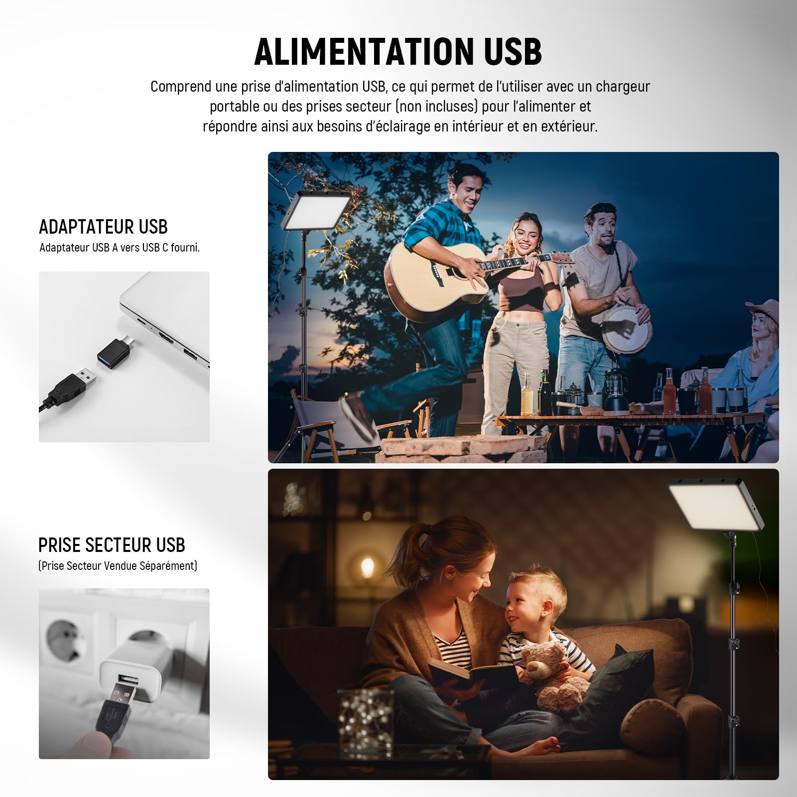 NEEWER BASICS Kit d'Lampe Photo, 2 Panneau LED, Bicolore 2700-6500K, Intensité Variable, avec 2 Trépieds de 59 pouces et 2 Supports de Téléphone,850lux pour Vidéo Photographie Tournage Streaming,BP300