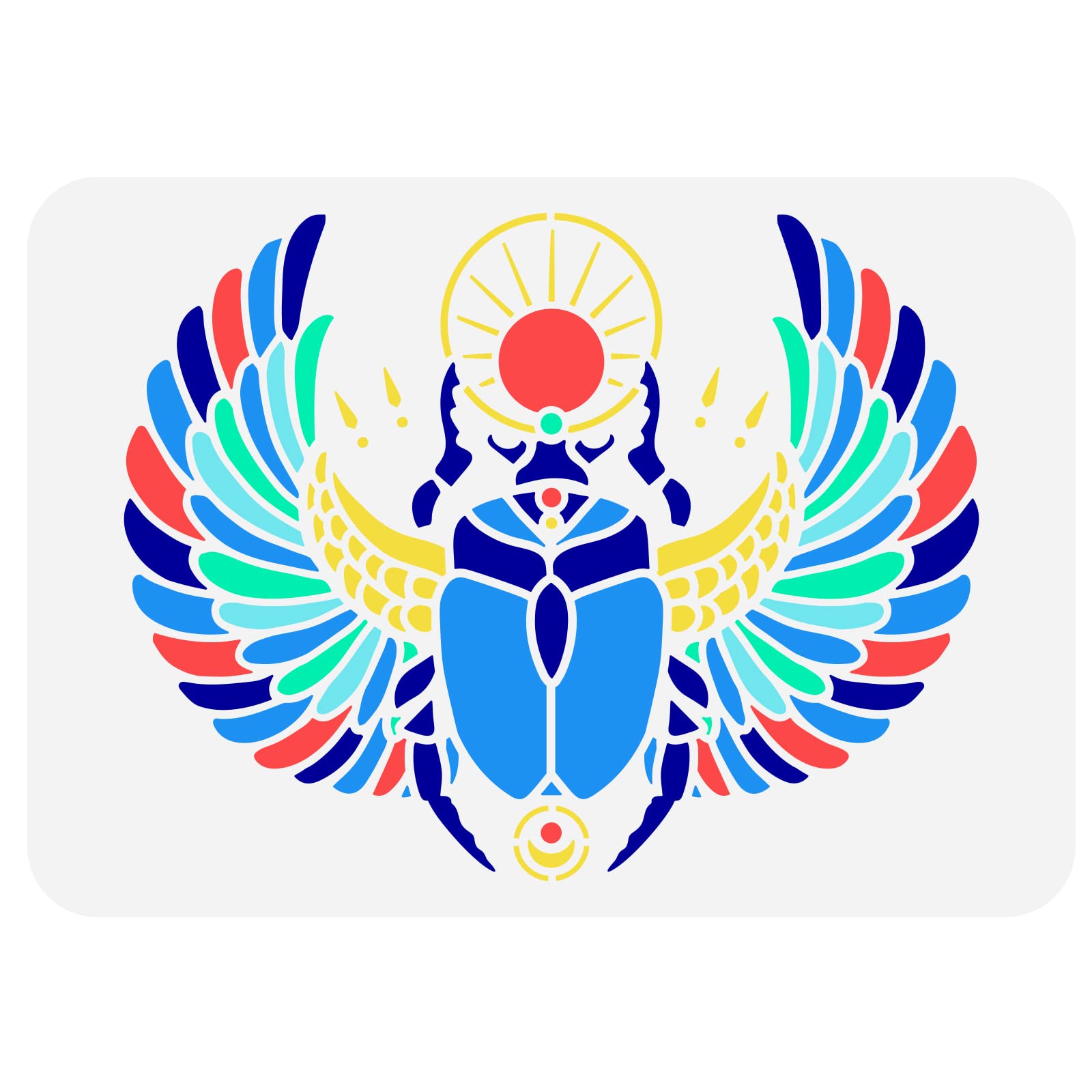 FINGERINSPIRE Scarab Egypt Stencil 29.7x21cm Hollow Out Big Wings Beetle Sun Pattern Stencil Reusable Egyptian Scarab Arts and Crafts Painting Template for Wood Signs, Paper, Photo Album Decor