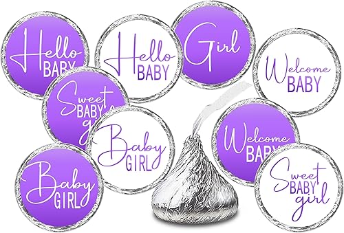 216 etiquetas modernas de besos morados para baby shower o baby shower, decoración de fiestas o eventos, calcomanías, envoltorios, recuerdos, It's a