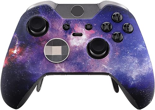 eXtremeRate Nebula Galaxy Patterned Faceplate Cover, Soft Touch Front Housing Shell Case, Comfortable Soft Grip Replacement Kit for Xbox One Elite