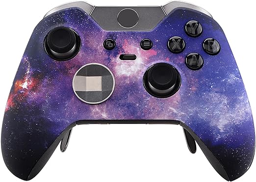 eXtremeRate Nebula Galaxy Patterned Faceplate Cover, Soft Touch Front Housing Shell Case, Comfortable Soft Grip Replacement Kit for Xbox One Elite Controller Model 1698 - Controller NOT Included