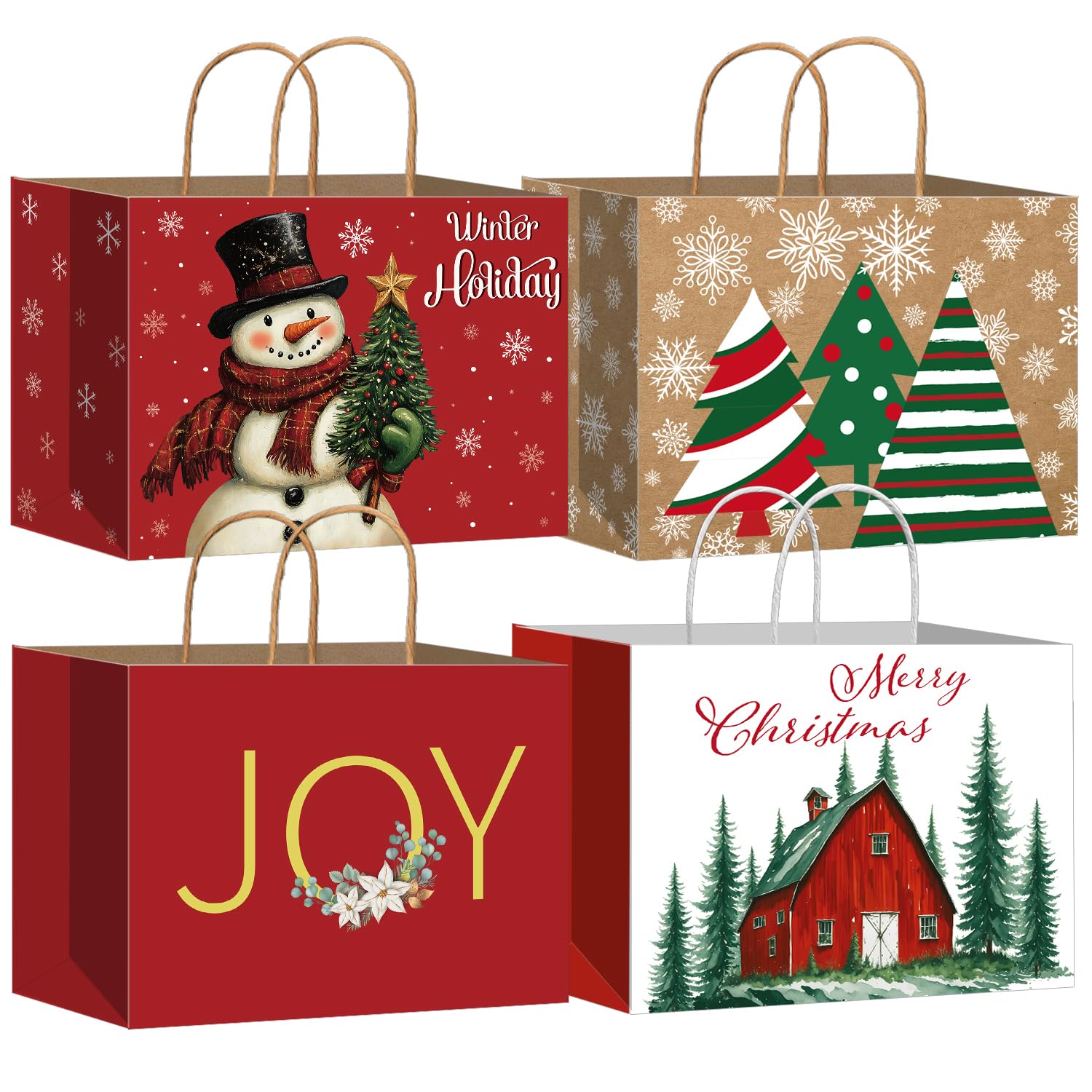 DECHISY 12 Pack Gift Bags, Christmas Gift Bags, 32x17x25cm