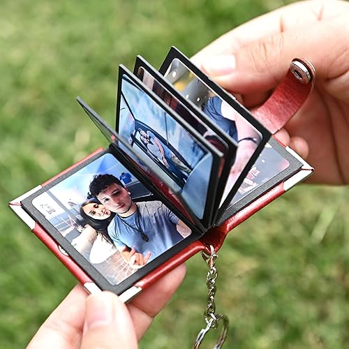 Miniatura 5 de Llavero personalizado con foto personalizado álbum de fotos de cuero llavero bolsillo mini álbum de fotos