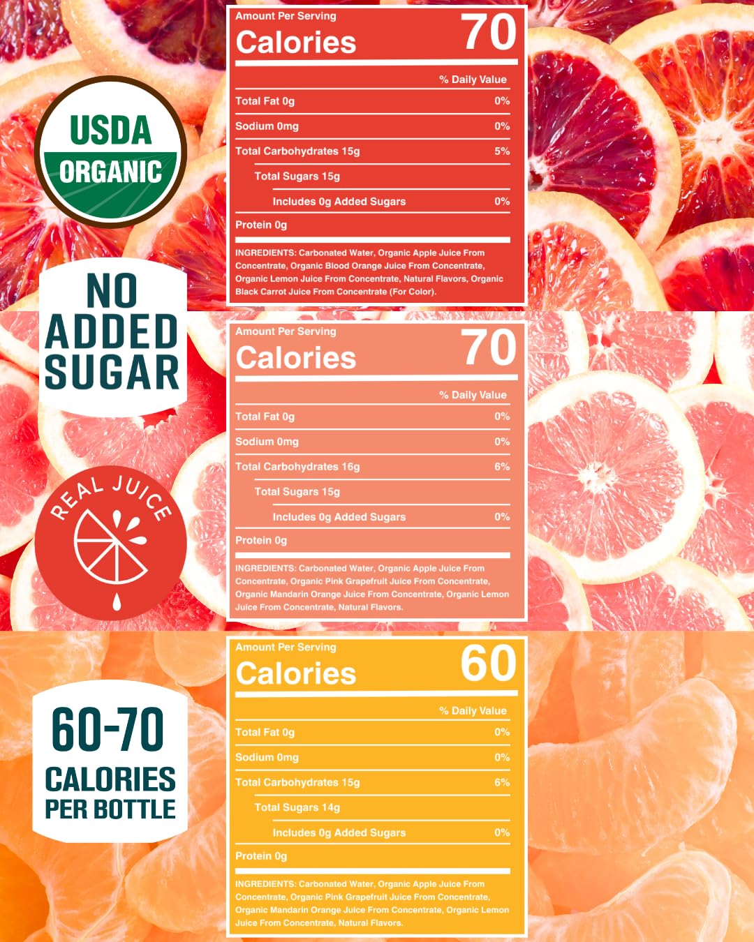 Citrus House Organic Sparkling Juice, Variety Pack, Modern Italian Soda, No Added Sugar, No Preservatives, 9.3 Fl Oz Glass Bottle (Pack of 12)