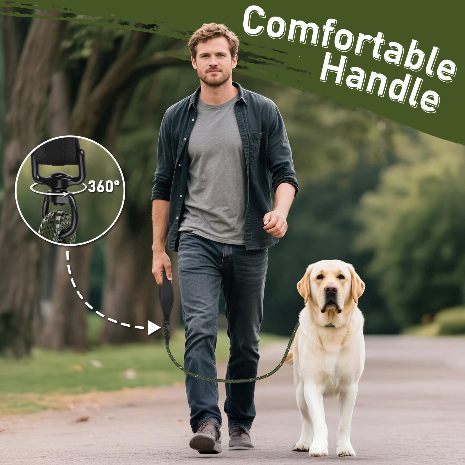 Kdsvakd Slip Lead for Dogs Anti Pull Dog Training Leads with 360° Comfortable Padded Handle and Collar Attachment - Image 3