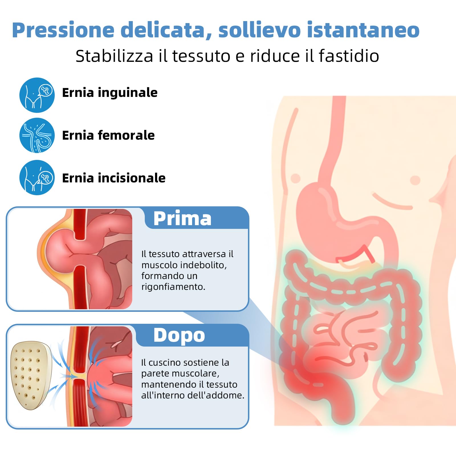 Tenbon Cintura per ernia per uomini e donne Cintura per ernia regolabile flessibile Supporto per ernia Sollievo dal dolore con cuscinetti di compressione rimovibili Ernia sinistra e destra (L, Black)