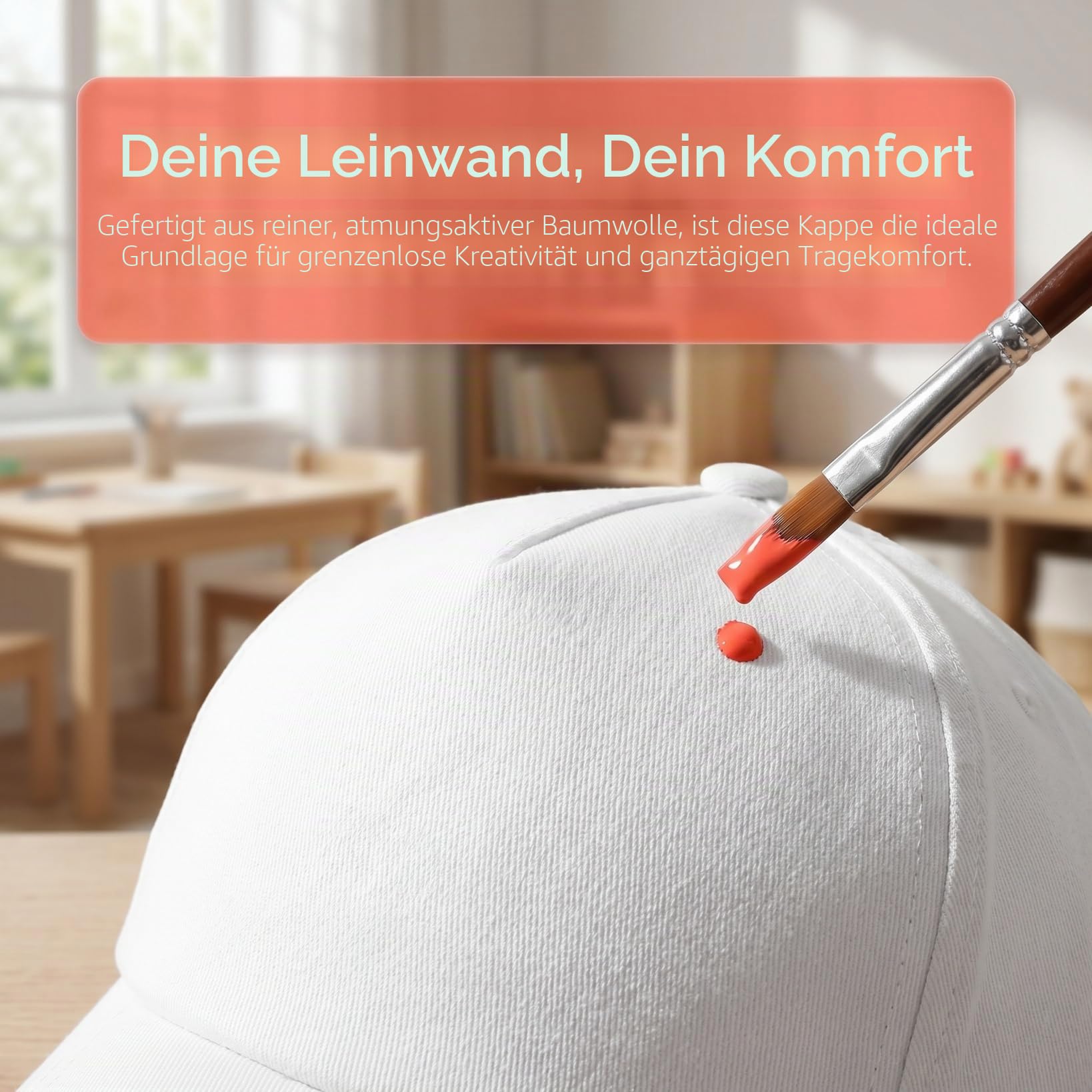 Housoutil Kinder Schirmmütze Zum Bemalen 10 Stück Weiß Baumwolle Cap Zum Selber Gestalten DIY Baseballkappen Für Kreatives Basteln Und Geschenk