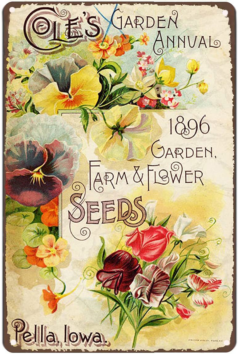 Metal Tin Retro Sign Vintage Flowers Art Print/Poster Spring Summer Floral Nature Plants Kitchen Garden Home Horticulture Wall Decor for Bars,Restaurants,Cafes Pubs,12x16 Inch
