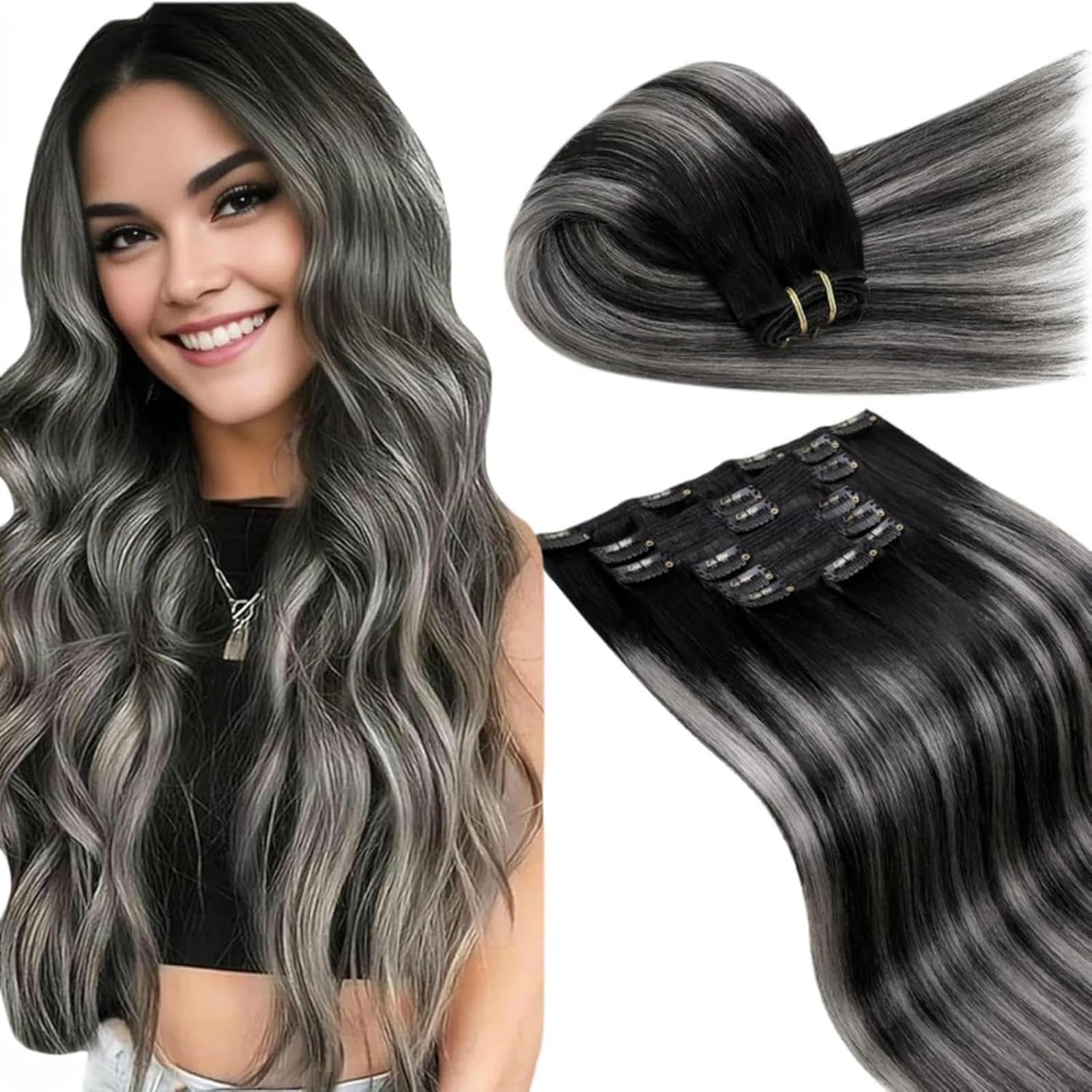 LaaVoo Extensions Echthaar Echt Haar Extension Clip Haarverlängerung Echthaar