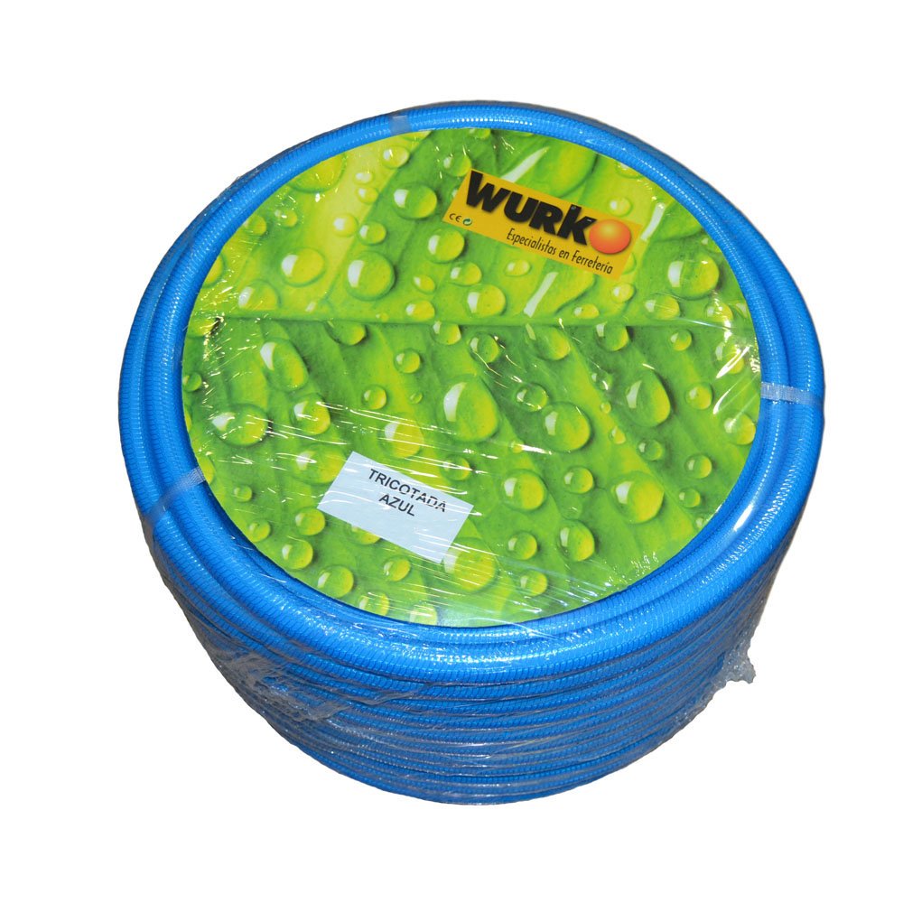 Wurko - Manguera Azul Tricotada con Accesorios 19 mm 17 Bar, Rollo 50 Metros