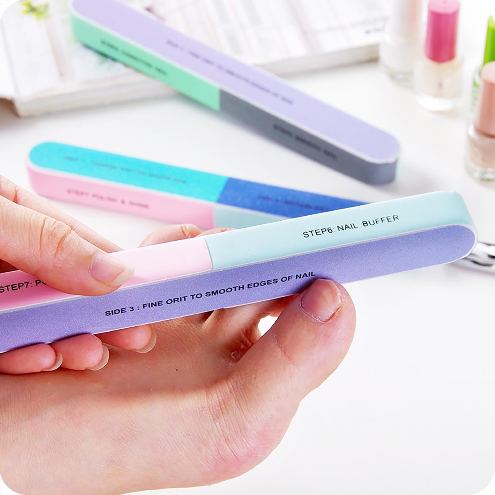 1 Pack Nail Buffer Block Set 7 Way Emery Board Professional Manicure Tool for Shaping Smoothing Polishing and