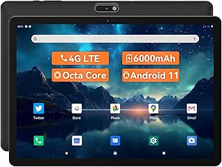 Android Tablet 10 inch: Octa-Core Phone Tablet, WiFi+4G LTE Cellular Tablet, Tablet with SIM Card, 128G Expandable, 6000mAh, GPS, Dual Camera, GMS Certification