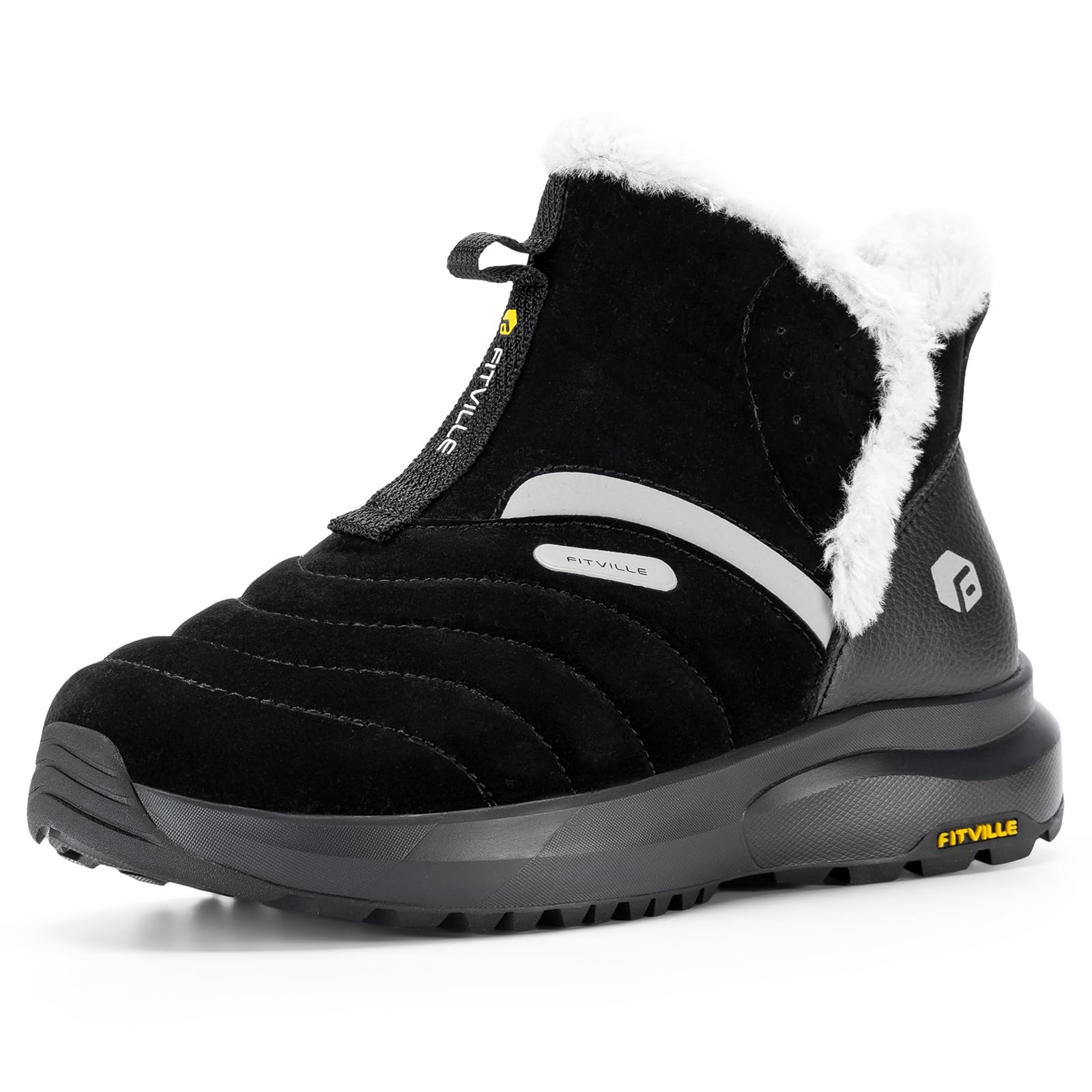 FitVille Damen Winterstiefel Extra Weit Winterschuhe mit Klettverschluss Kurzschaft Stiefel Rutschfest Boots