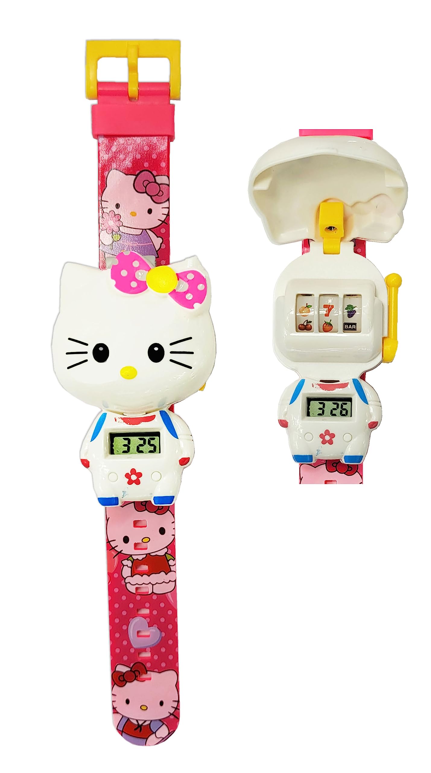 Dreamy Designs Slot Game with Cartoon Cap Cover Digital Kids Watch Non Breakable Wrist Watch - Pack of 1 (Kitty) (B0C9NXBB16) Amazon Price History, Amazon Price Tracker