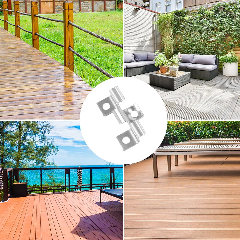 150 WPC Clips para Terrazas, 7,5 mm Clips de Acero Inoxidable para Terraza, Clip de Fijación para Tarimas Separadores, Fijación Tablas Terraza, Rango de Sujeción 7,5 mm, Plata