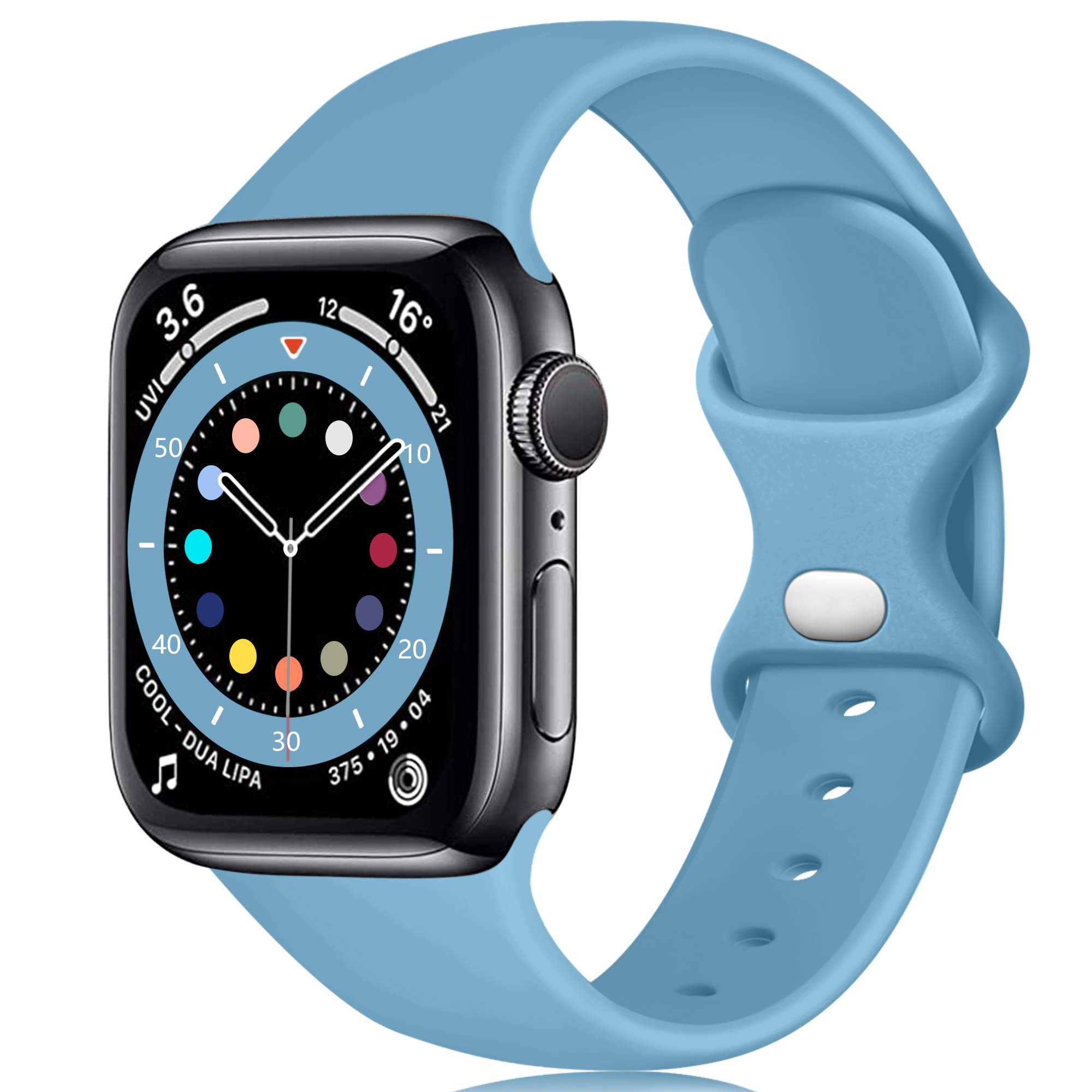 Epova Silicone Strap Compatible with Apple Watch Strap 40mm 38mm 41mm 42mm, Replacement Straps for iWatch SE 3 Series 11 10 9 8 7 6 5 4 3 2 1, Black, Small — view 20