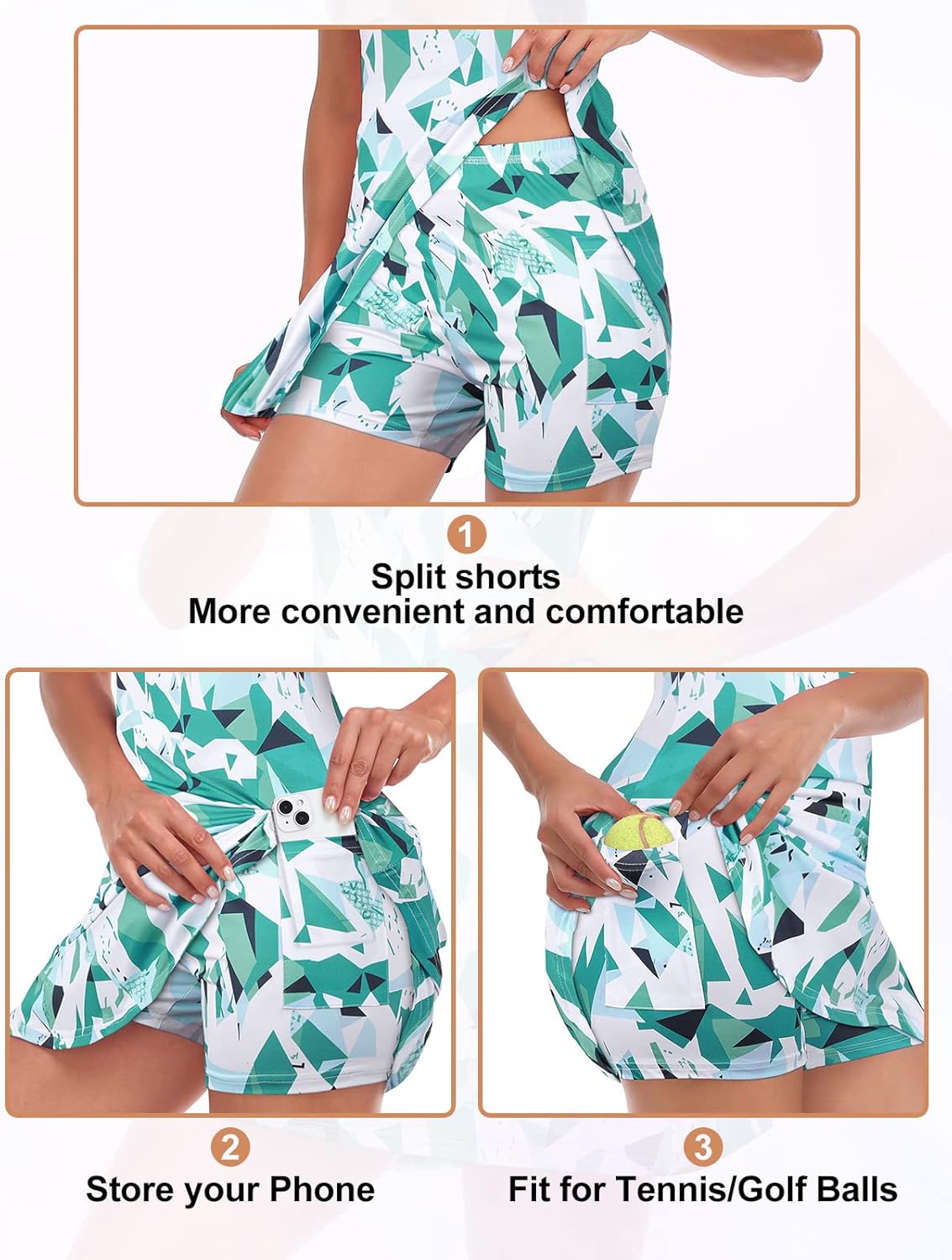 Viracy Tennis Dress for Women Sleeveless Golf Dresses with Shorts and Pockets Ruffle Zip Up Stand Collar Golf Outfits - Image 5