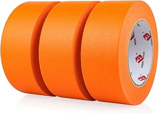 BOMEI PACK 2 Inch Wide Masking Tape, Orange Painters Tape 3 Rolls x 2 inch x 60 Yards (180 Total Yards) Residue-Free Painting Tape for Labeling, DIY Crafting, Decoration and School Projects