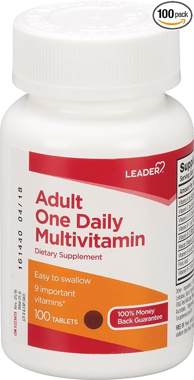 Leader One Daily Multivitamin Tablets 100 Ct. Essential Nutrients for Adults