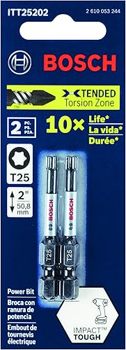 Miniatura 2 de Bosch ITT25205 Paquete de 5 unidades de 2 pulgadas, torque 25, Impact Tough, brocas para destornillador eléctrico