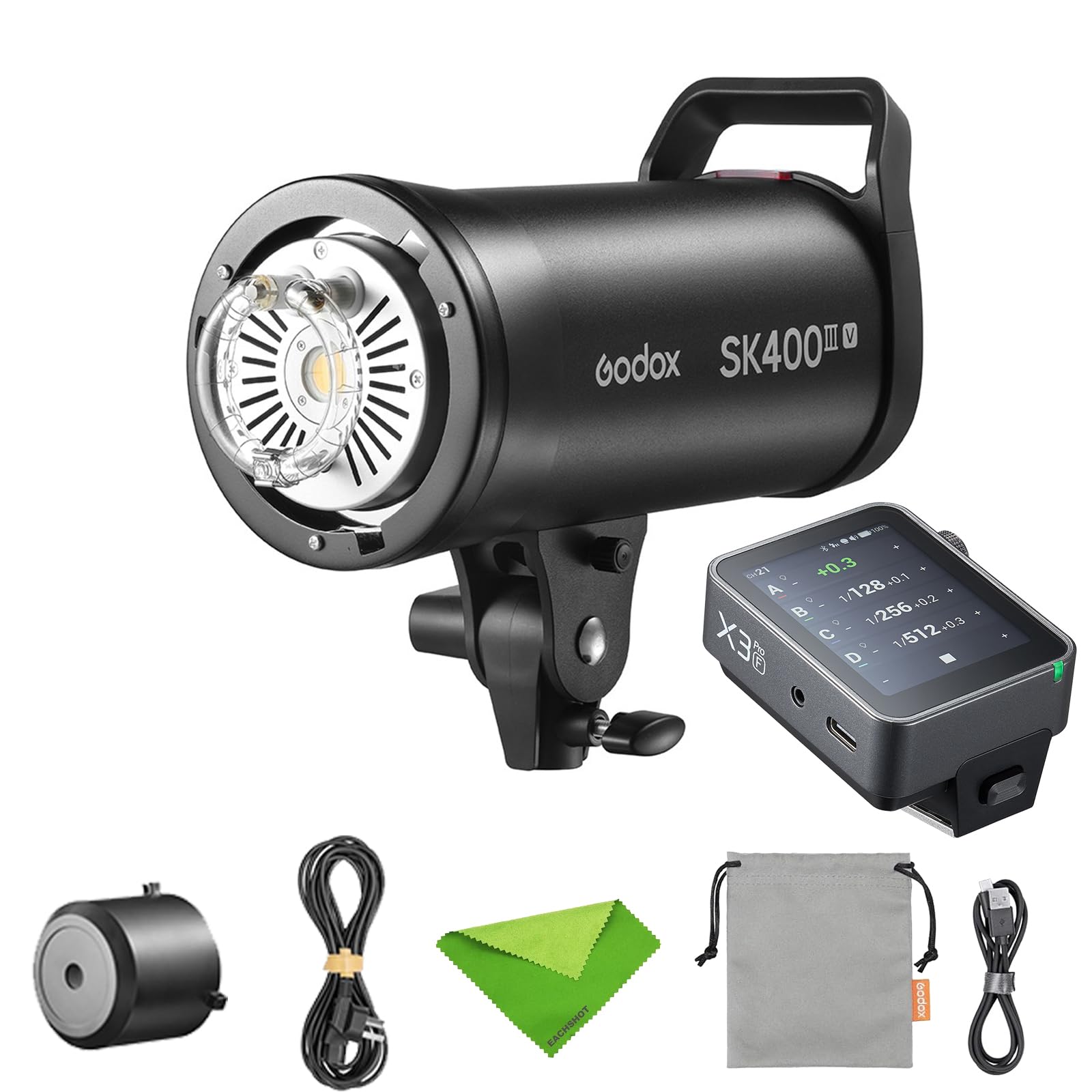 Godox SK400III-V SK400IIIV 400Ws Photo Studio Strobe Flash Monolight, with X3 Pro F Trigger, GN65, 10W LED Modeling Lamp, Recycle Time 0.1-1.5s, 2.4G Wireless, Bowens Mount Flash for Studio, Shooting