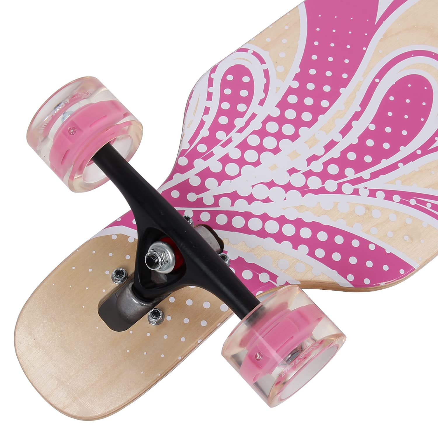 FunTomia Longboard Skateboard Drop Through Cruiser Planche complète avec roulements à Billes Mach1 High Speed T-Tool avec et sans Roues LED