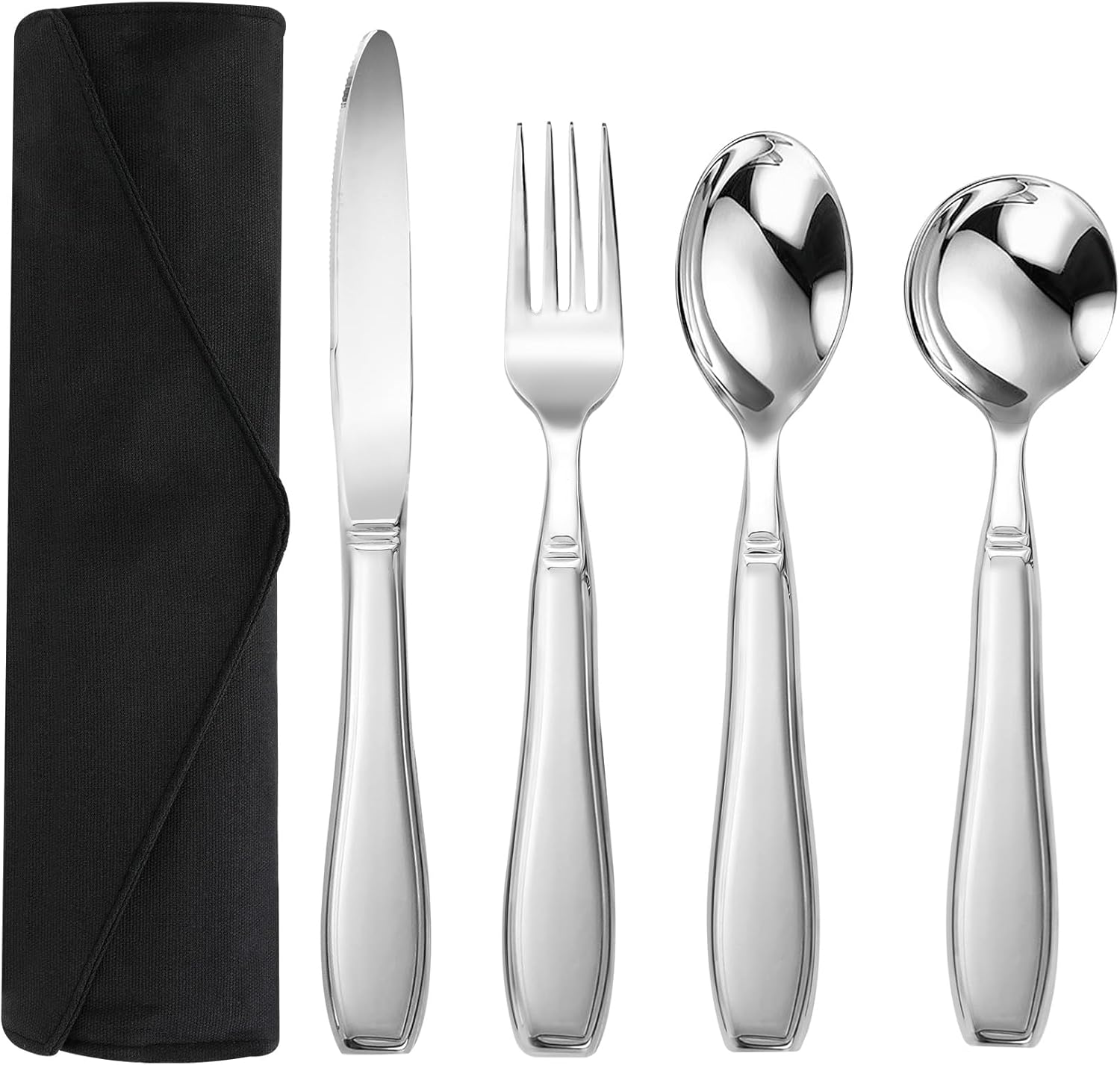 Weighted Utensils for Hand Tremors and Parkinsons Patients, Weighted Stainless Steel Flatware Set, Adaptive Eating Flatware Helps Hand Tremors, Parkinson, Arthritis, Knife, Fork, 2 Spoons and Bag Weighted Utensils for Hand Tremors and Parkinsons Patients, Weighted Stainless Steel Flatware Set, Adaptive Eating Flatware Helps Hand Tremors, Parkinson, Arthritis, Knife, Fork, 2 Spoons and Bag