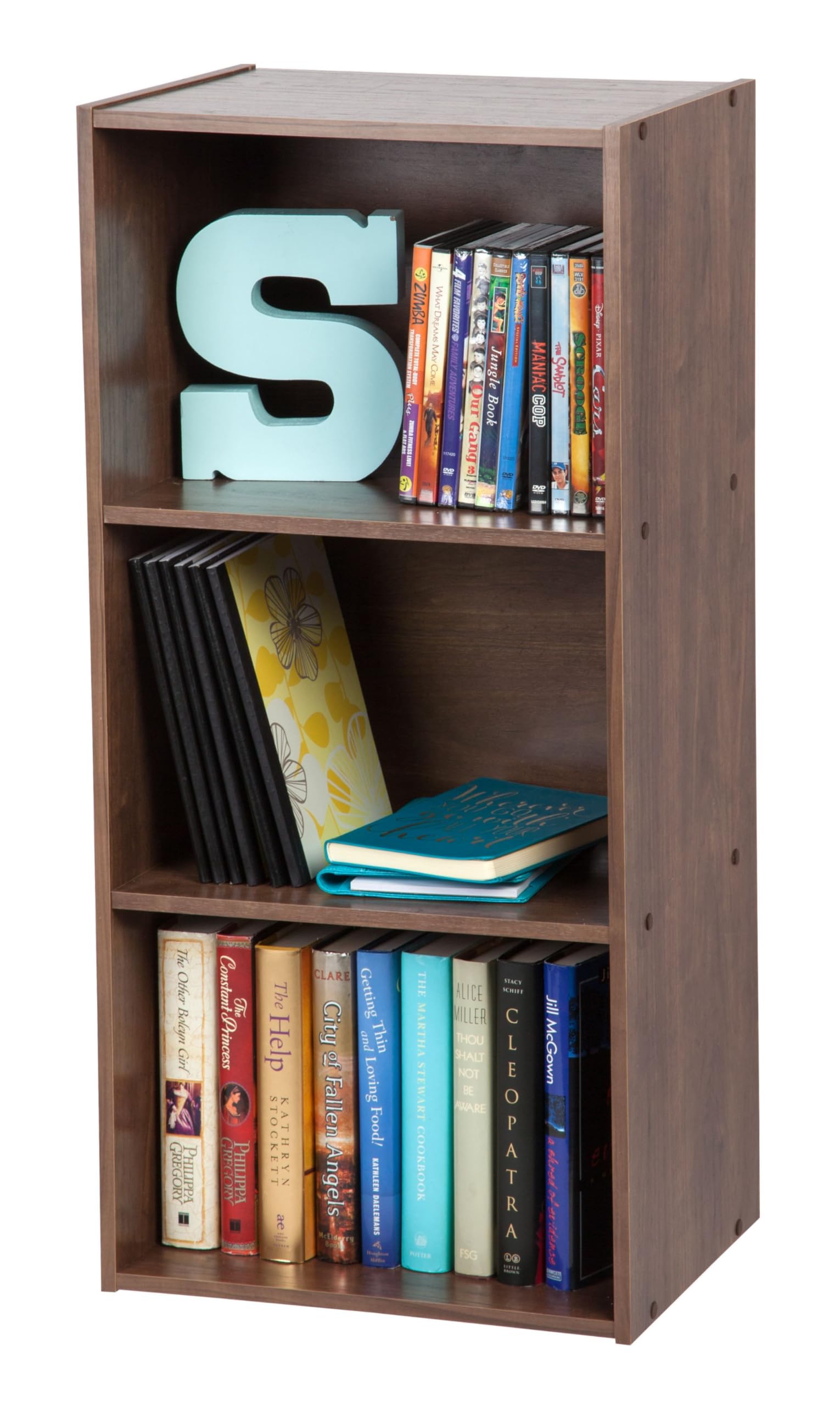Iris Ohyama, Cabinet with 3 Shelving / Wooden Storage with Shelves / Bookcase / Side Furniture, 40cm wide, Easy Assembly, Design, Office, Living Room, Bedroom - Basic Storage Shelf - CX-3 - BrownThe Forest Stewardship Council