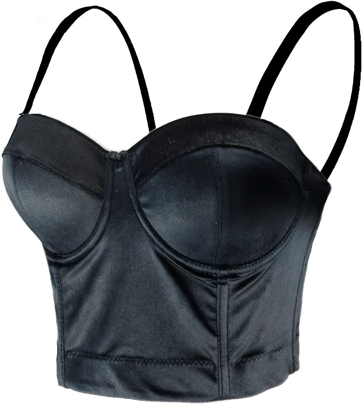 ELLACCI Velvet Soft Bustier Crop Top Push Up Women's Corset Top Bra Black