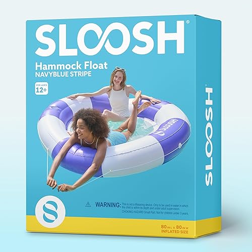 Miniatura 7 de SLOOSH Flotador inflable para piscina con malla, flotadores de piscina de 80 x 80 pulgadas, doble anillo redondo para adultos, balsa flotante para