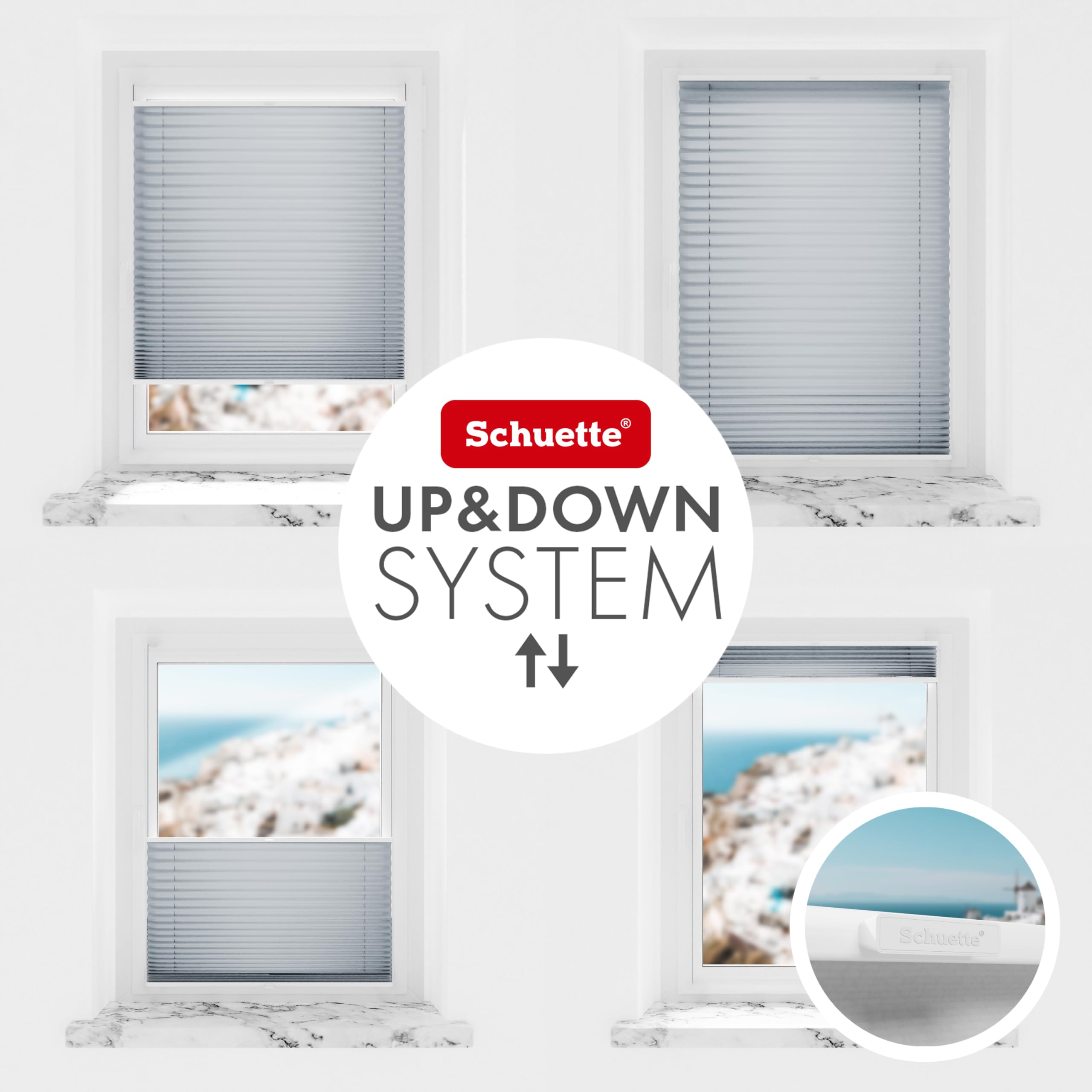 Schuette® Plissee ohne Bohren ● Premium Kollektion: Silver Sonata (Grau) ● 90x120cm (Breite x Höhe) ● Suprafix Faltrollo Klemmfix 2.0 Rollo ● 60 Sekunden Plisseerollo Montage inkl. Video