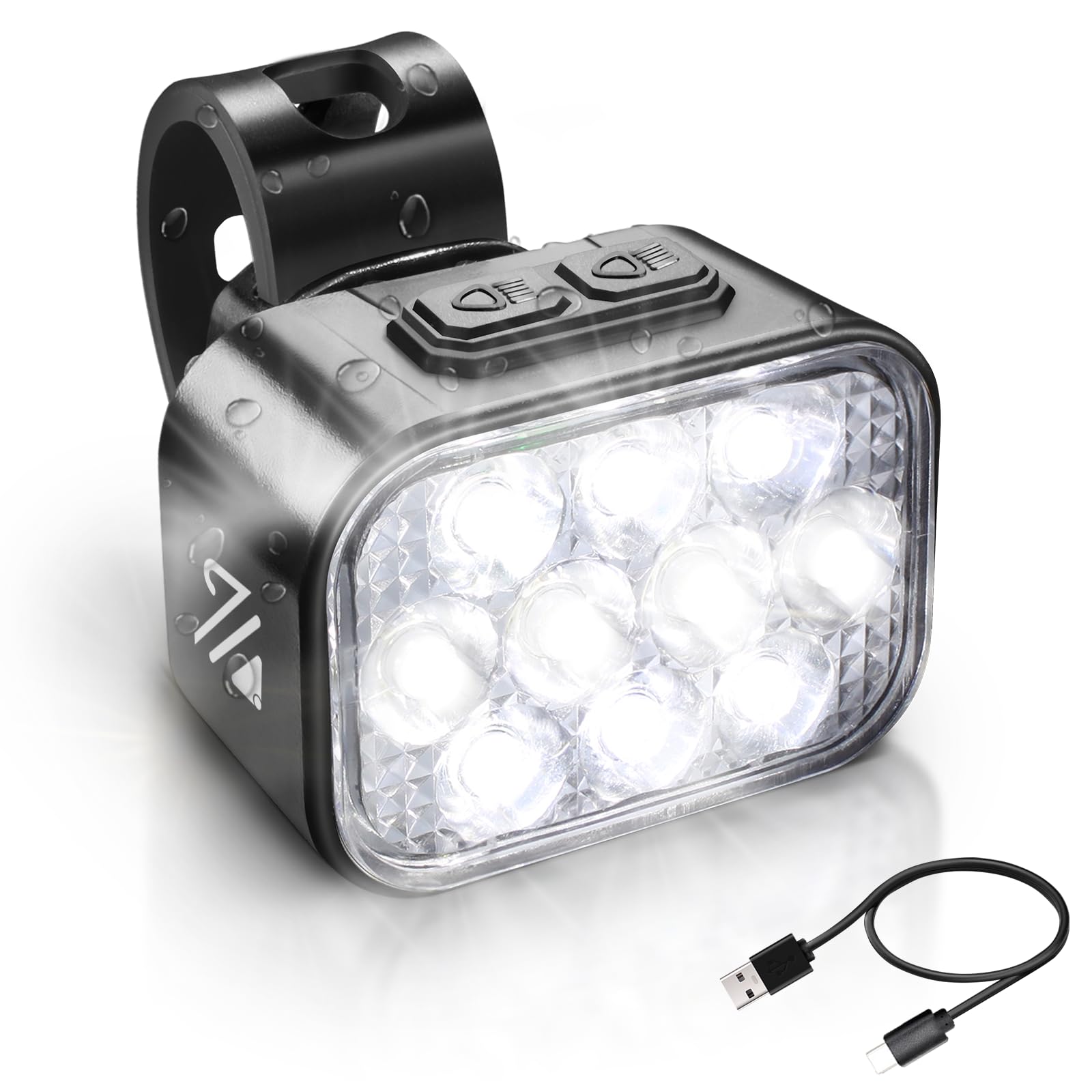 BUCKLOS Bike Lights Front and Back for Night Riding, 10 LED Ultra Bright 8+9 Modes USB Rechargeable Bicycle Headlight and Tail, IPX6 Waterproof