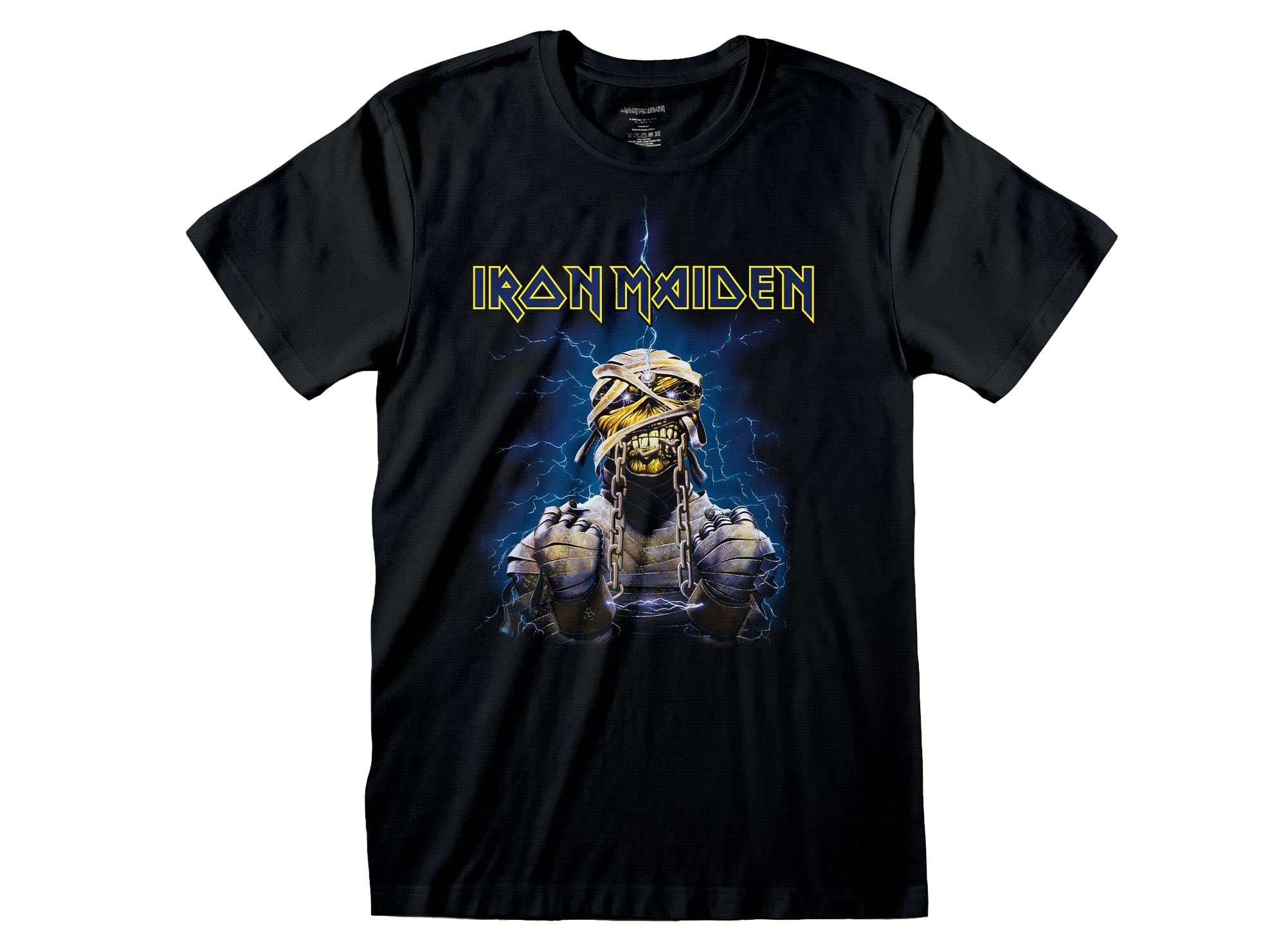 T-Shirt Iron Maiden Mummy Back. T-Shirt Rock Officiel Noir. Bande Heavy Metal. Coton Unisexe. Adulte Garçon.